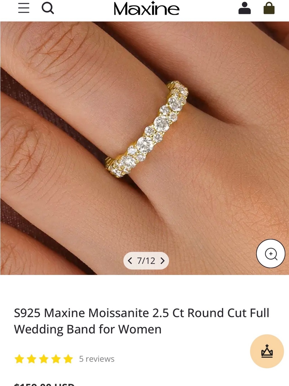 S925 Gold Moissanite 2.5 Ct Round Cut Full Eternity Band - Gold
